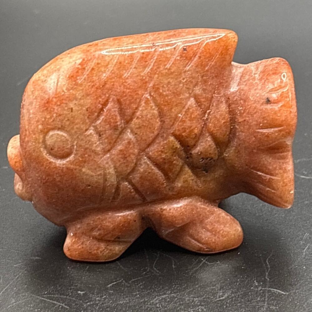 Cute Strawberry Quartz Crystal Fish Carving!